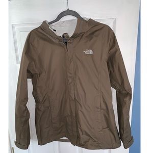 Brown north face rain jacket
